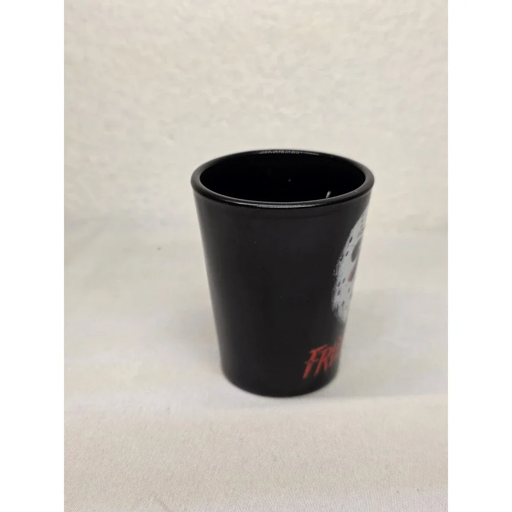Friday the 13th Tequila Shot Glass Horror Collectible Used Balck & Red Spencer's